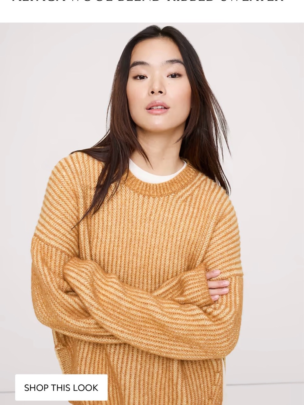 Banana Republic yellow  Ribbed Crewneck Sweater